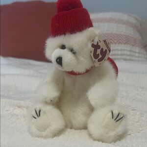 Ty Attic Treasures Collection “Peppermint” Plush Bear with Red Hat and Scarf